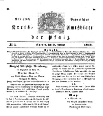 Königlich-bayerisches Kreis-Amtsblatt der Pfalz (Königlich bayerisches Amts- und Intelligenzblatt für die Pfalz) Dienstag 24. Januar 1854