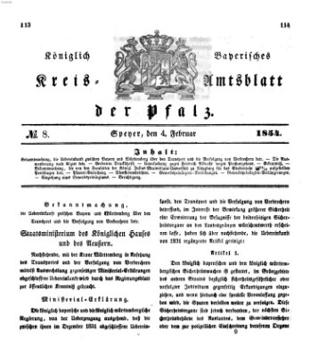 Königlich-bayerisches Kreis-Amtsblatt der Pfalz (Königlich bayerisches Amts- und Intelligenzblatt für die Pfalz) Samstag 4. Februar 1854