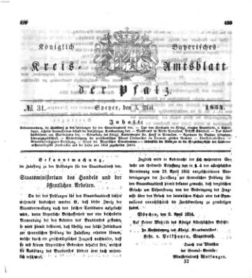 Königlich-bayerisches Kreis-Amtsblatt der Pfalz (Königlich bayerisches Amts- und Intelligenzblatt für die Pfalz) Mittwoch 3. Mai 1854