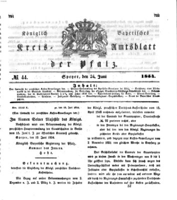 Königlich-bayerisches Kreis-Amtsblatt der Pfalz (Königlich bayerisches Amts- und Intelligenzblatt für die Pfalz) Samstag 24. Juni 1854