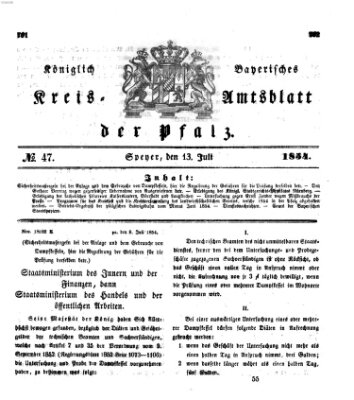Königlich-bayerisches Kreis-Amtsblatt der Pfalz (Königlich bayerisches Amts- und Intelligenzblatt für die Pfalz) Donnerstag 13. Juli 1854