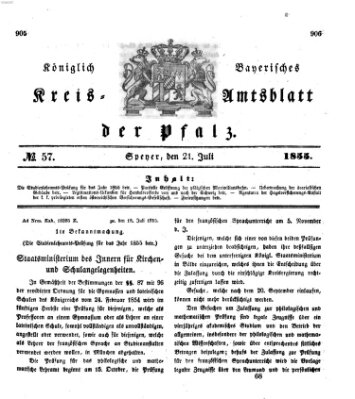 Königlich-bayerisches Kreis-Amtsblatt der Pfalz (Königlich bayerisches Amts- und Intelligenzblatt für die Pfalz) Samstag 21. Juli 1855