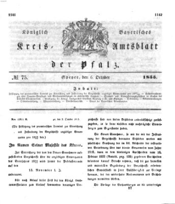 Königlich-bayerisches Kreis-Amtsblatt der Pfalz (Königlich bayerisches Amts- und Intelligenzblatt für die Pfalz) Samstag 6. Oktober 1855