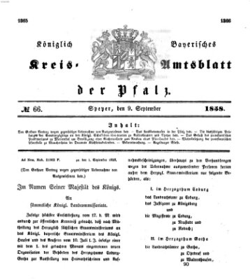 Königlich-bayerisches Kreis-Amtsblatt der Pfalz (Königlich bayerisches Amts- und Intelligenzblatt für die Pfalz) Donnerstag 9. September 1858