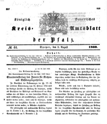 Königlich-bayerisches Kreis-Amtsblatt der Pfalz (Königlich bayerisches Amts- und Intelligenzblatt für die Pfalz) Freitag 3. August 1860