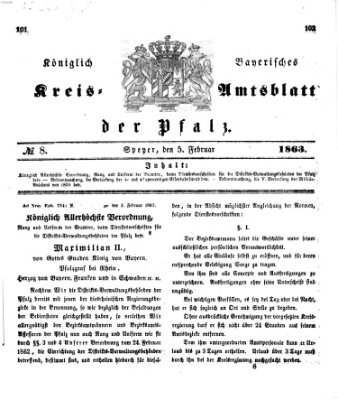 Königlich-bayerisches Kreis-Amtsblatt der Pfalz (Königlich bayerisches Amts- und Intelligenzblatt für die Pfalz) Donnerstag 5. Februar 1863