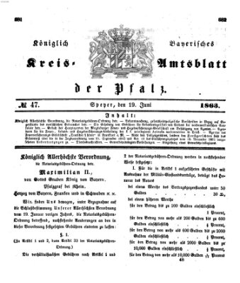 Königlich-bayerisches Kreis-Amtsblatt der Pfalz (Königlich bayerisches Amts- und Intelligenzblatt für die Pfalz) Freitag 19. Juni 1863
