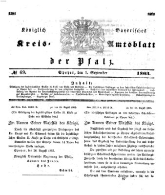 Königlich-bayerisches Kreis-Amtsblatt der Pfalz (Königlich bayerisches Amts- und Intelligenzblatt für die Pfalz) Dienstag 1. September 1863