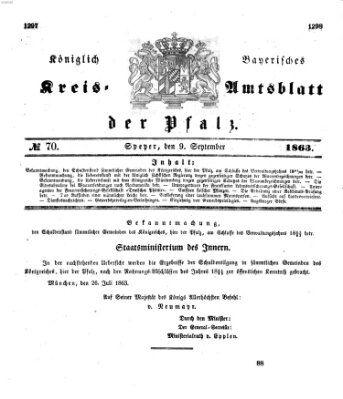 Königlich-bayerisches Kreis-Amtsblatt der Pfalz (Königlich bayerisches Amts- und Intelligenzblatt für die Pfalz) Mittwoch 9. September 1863