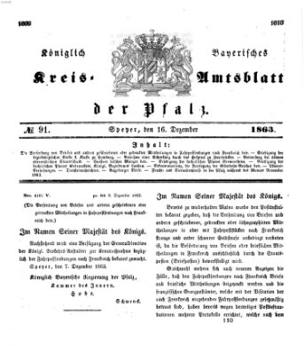 Königlich-bayerisches Kreis-Amtsblatt der Pfalz (Königlich bayerisches Amts- und Intelligenzblatt für die Pfalz) Mittwoch 16. Dezember 1863