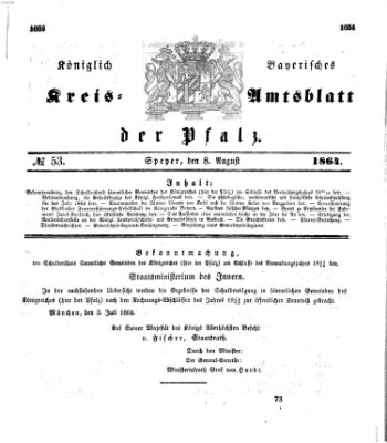 Königlich-bayerisches Kreis-Amtsblatt der Pfalz (Königlich bayerisches Amts- und Intelligenzblatt für die Pfalz) Montag 8. August 1864