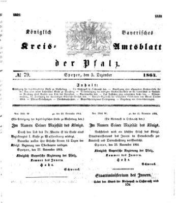 Königlich-bayerisches Kreis-Amtsblatt der Pfalz (Königlich bayerisches Amts- und Intelligenzblatt für die Pfalz) Montag 5. Dezember 1864