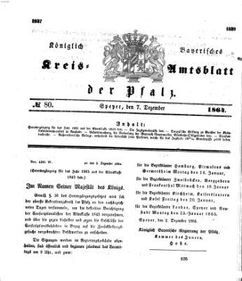 Königlich-bayerisches Kreis-Amtsblatt der Pfalz (Königlich bayerisches Amts- und Intelligenzblatt für die Pfalz) Mittwoch 7. Dezember 1864
