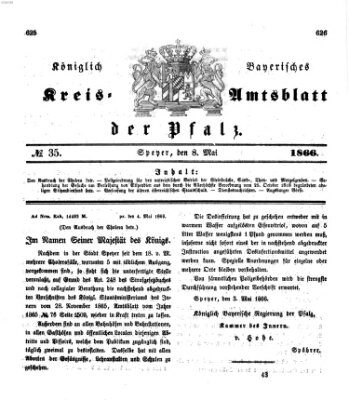 Königlich-bayerisches Kreis-Amtsblatt der Pfalz (Königlich bayerisches Amts- und Intelligenzblatt für die Pfalz) Dienstag 8. Mai 1866