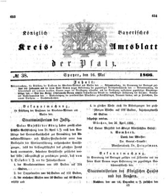 Königlich-bayerisches Kreis-Amtsblatt der Pfalz (Königlich bayerisches Amts- und Intelligenzblatt für die Pfalz) Mittwoch 16. Mai 1866
