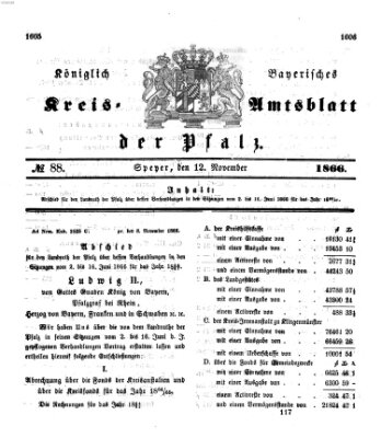 Königlich-bayerisches Kreis-Amtsblatt der Pfalz (Königlich bayerisches Amts- und Intelligenzblatt für die Pfalz) Montag 12. November 1866