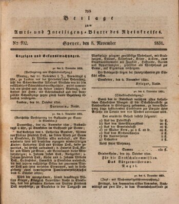 Amts- und Intelligenzblatt des Königlich Bayerischen Rheinkreises (Königlich bayerisches Amts- und Intelligenzblatt für die Pfalz) Dienstag 8. November 1831