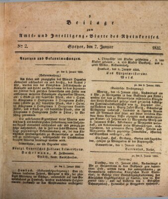 Amts- und Intelligenzblatt des Königlich Bayerischen Rheinkreises (Königlich bayerisches Amts- und Intelligenzblatt für die Pfalz) Samstag 7. Januar 1832