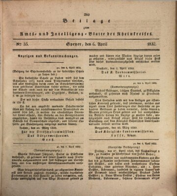 Amts- und Intelligenzblatt des Königlich Bayerischen Rheinkreises (Königlich bayerisches Amts- und Intelligenzblatt für die Pfalz) Freitag 6. April 1832