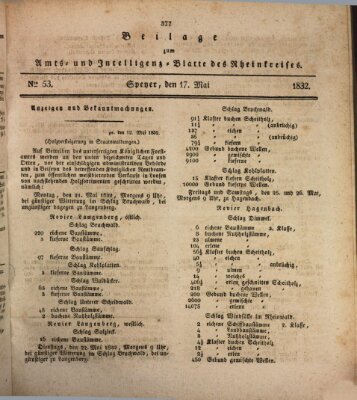 Amts- und Intelligenzblatt des Königlich Bayerischen Rheinkreises (Königlich bayerisches Amts- und Intelligenzblatt für die Pfalz) Donnerstag 17. Mai 1832