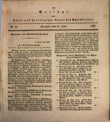 Amts- und Intelligenzblatt des Königlich Bayerischen Rheinkreises (Königlich bayerisches Amts- und Intelligenzblatt für die Pfalz) Samstag 30. Juni 1832