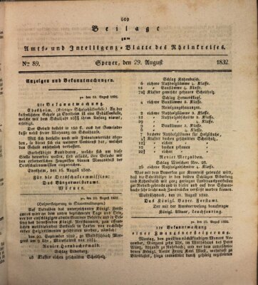 Amts- und Intelligenzblatt des Königlich Bayerischen Rheinkreises (Königlich bayerisches Amts- und Intelligenzblatt für die Pfalz) Mittwoch 29. August 1832