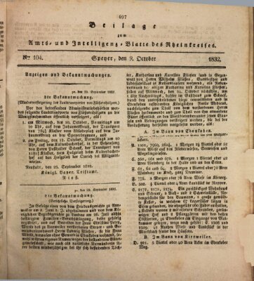 Amts- und Intelligenzblatt des Königlich Bayerischen Rheinkreises (Königlich bayerisches Amts- und Intelligenzblatt für die Pfalz) Dienstag 9. Oktober 1832