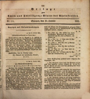Amts- und Intelligenzblatt des Königlich Bayerischen Rheinkreises (Königlich bayerisches Amts- und Intelligenzblatt für die Pfalz) Dienstag 30. Oktober 1832