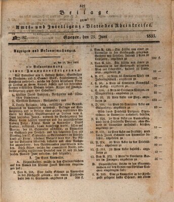 Amts- und Intelligenzblatt des Königlich Bayerischen Rheinkreises (Königlich bayerisches Amts- und Intelligenzblatt für die Pfalz) Samstag 29. Juni 1833