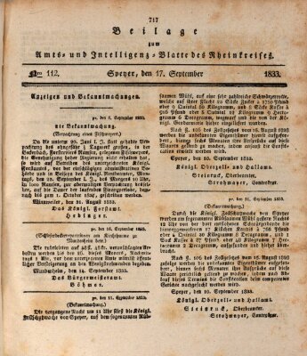 Amts- und Intelligenzblatt des Königlich Bayerischen Rheinkreises (Königlich bayerisches Amts- und Intelligenzblatt für die Pfalz) Dienstag 17. September 1833