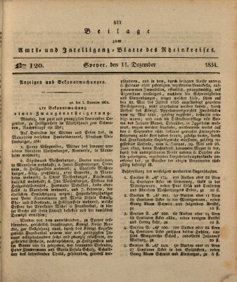 Amts- und Intelligenzblatt des Königlich Bayerischen Rheinkreises (Königlich bayerisches Amts- und Intelligenzblatt für die Pfalz) Donnerstag 11. Dezember 1834