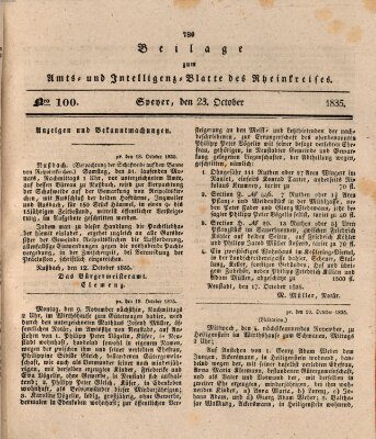Amts- und Intelligenzblatt des Königlich Bayerischen Rheinkreises (Königlich bayerisches Amts- und Intelligenzblatt für die Pfalz) Freitag 23. Oktober 1835