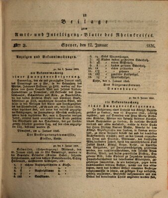Amts- und Intelligenzblatt des Königlich Bayerischen Rheinkreises (Königlich bayerisches Amts- und Intelligenzblatt für die Pfalz) Dienstag 12. Januar 1836