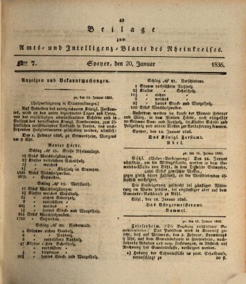 Amts- und Intelligenzblatt des Königlich Bayerischen Rheinkreises (Königlich bayerisches Amts- und Intelligenzblatt für die Pfalz) Mittwoch 20. Januar 1836