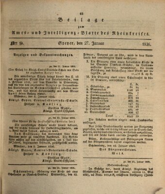 Amts- und Intelligenzblatt des Königlich Bayerischen Rheinkreises (Königlich bayerisches Amts- und Intelligenzblatt für die Pfalz) Mittwoch 27. Januar 1836