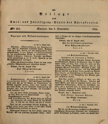 Amts- und Intelligenzblatt des Königlich Bayerischen Rheinkreises (Königlich bayerisches Amts- und Intelligenzblatt für die Pfalz) Donnerstag 8. September 1836