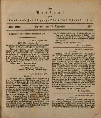 Amts- und Intelligenzblatt des Königlich Bayerischen Rheinkreises (Königlich bayerisches Amts- und Intelligenzblatt für die Pfalz) Mittwoch 28. Dezember 1836