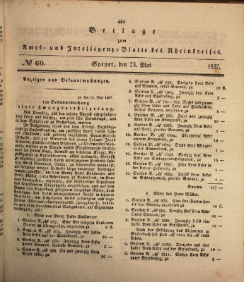 Amts- und Intelligenzblatt des Königlich Bayerischen Rheinkreises (Königlich bayerisches Amts- und Intelligenzblatt für die Pfalz) Dienstag 23. Mai 1837