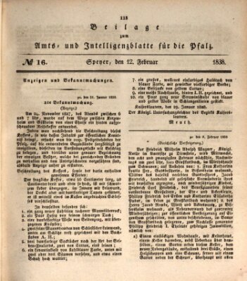 Königlich bayerisches Amts- und Intelligenzblatt für die Pfalz Montag 12. Februar 1838