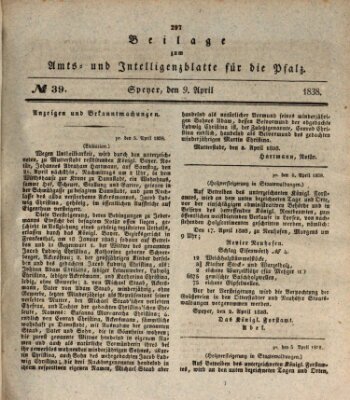 Königlich bayerisches Amts- und Intelligenzblatt für die Pfalz Montag 9. April 1838