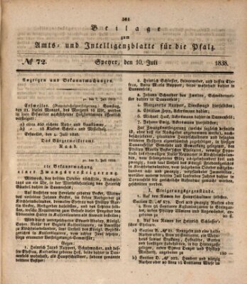 Königlich bayerisches Amts- und Intelligenzblatt für die Pfalz Dienstag 10. Juli 1838