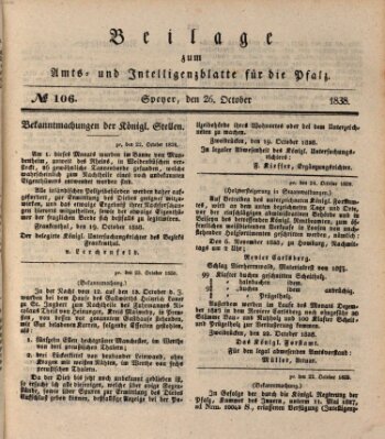 Königlich bayerisches Amts- und Intelligenzblatt für die Pfalz Freitag 26. Oktober 1838