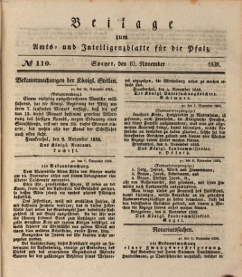 Königlich bayerisches Amts- und Intelligenzblatt für die Pfalz Samstag 10. November 1838