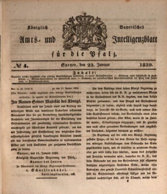 Königlich bayerisches Amts- und Intelligenzblatt für die Pfalz Mittwoch 23. Januar 1839