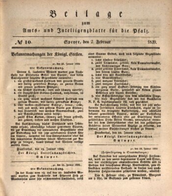 Königlich bayerisches Amts- und Intelligenzblatt für die Pfalz Samstag 2. Februar 1839