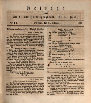 Königlich bayerisches Amts- und Intelligenzblatt für die Pfalz Donnerstag 14. Februar 1839