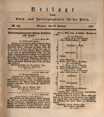 Königlich bayerisches Amts- und Intelligenzblatt für die Pfalz Donnerstag 28. Februar 1839