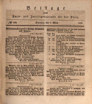 Königlich bayerisches Amts- und Intelligenzblatt für die Pfalz Samstag 9. März 1839