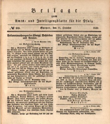 Königlich bayerisches Amts- und Intelligenzblatt für die Pfalz Freitag 11. Oktober 1839
