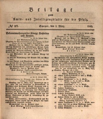 Königlich bayerisches Amts- und Intelligenzblatt für die Pfalz Dienstag 3. März 1840